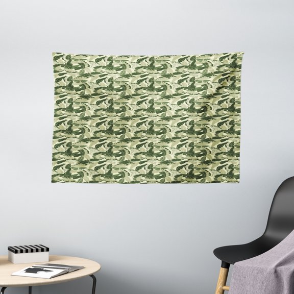 Banana Leaf Tapestry, Caribbean Exotic Tree Foliage with Vintage Look in Green Shades, Wall Hanging for Bedroom Living Room Dorm Decor, 60W X 40L Inches, Pale Green Dark Green, by Ambesonne