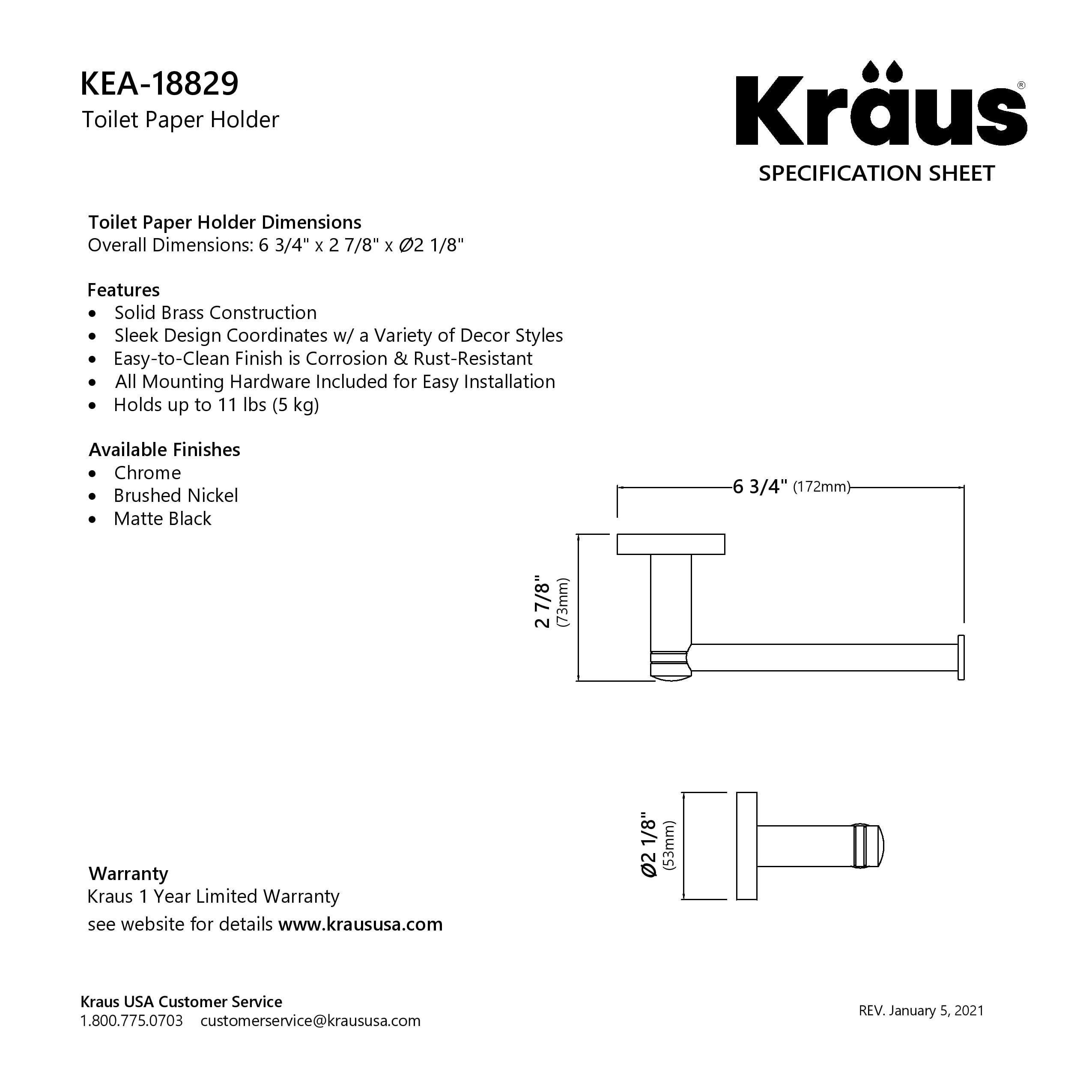 KRAUS Elie Bathroom Toilet Paper Holder in Brushed Gold