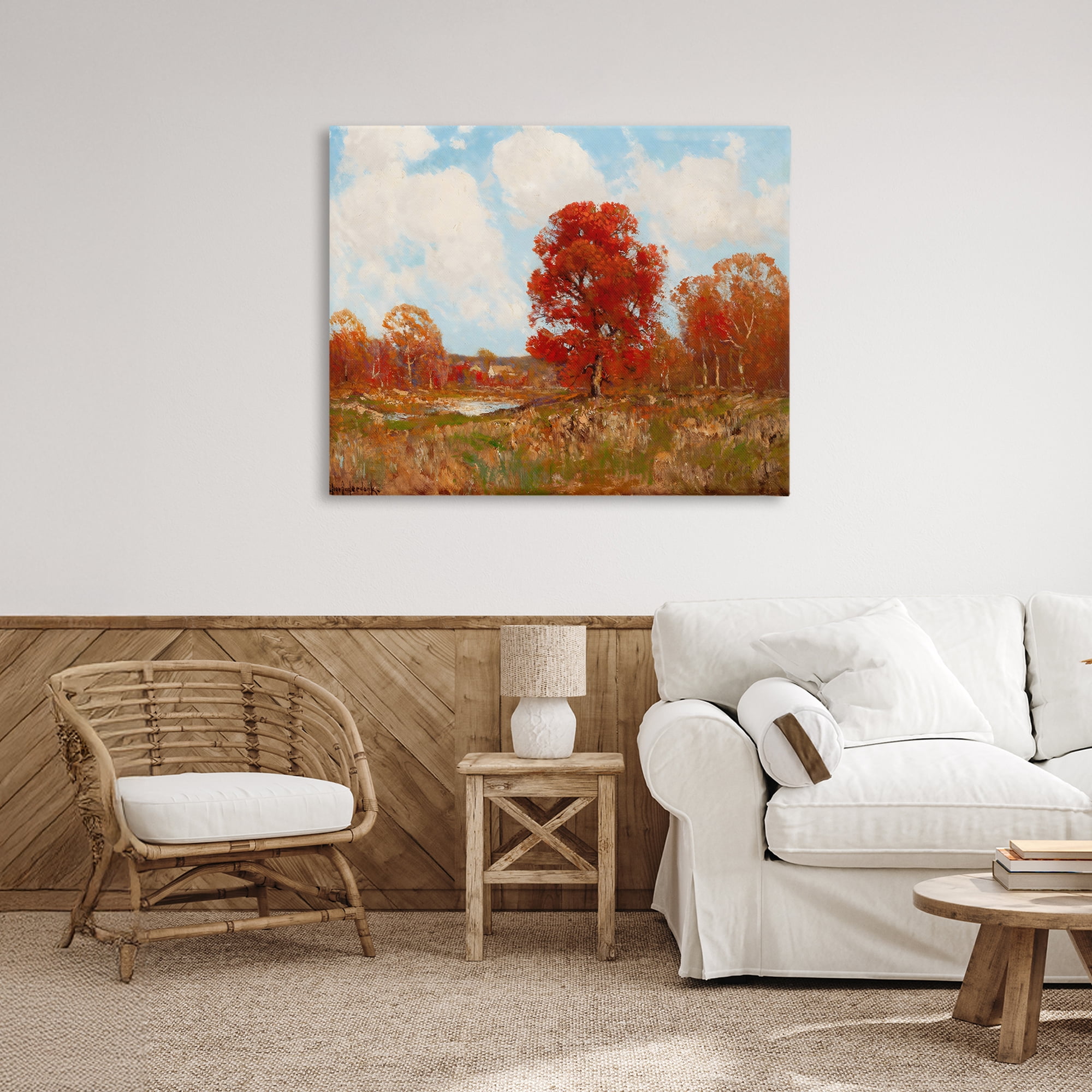 Fall Landscape with Red Foliage Canvas Wall Art, design by Arlington Prints