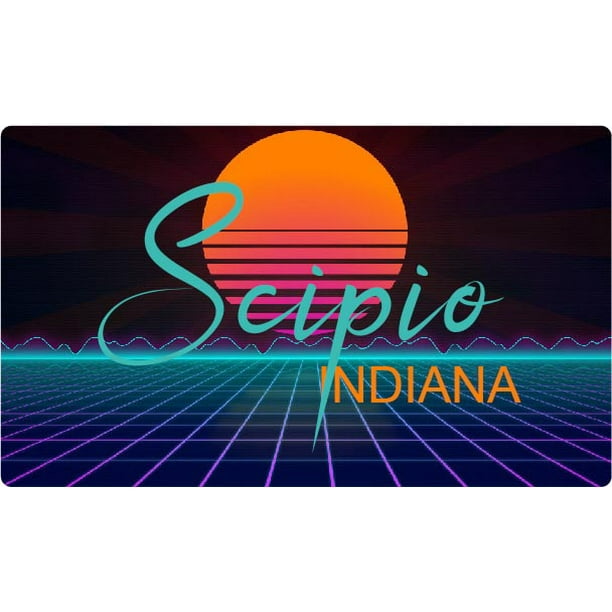 Scipio Indiana 4 X 2.25Inch Vinyl Decal Stiker Retro Neon Design