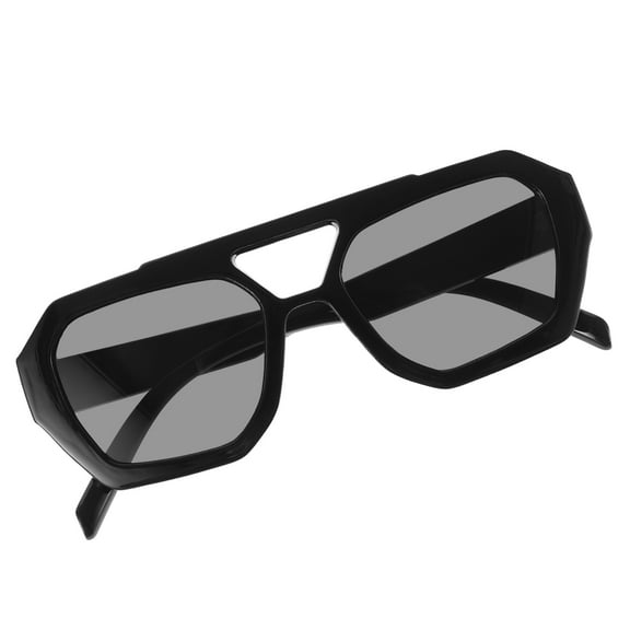 SEWCHICS 1Pack Hexagonal Sunglasses Black PC UV Protection For Men And Women Outdoor Sports Travel Adventures