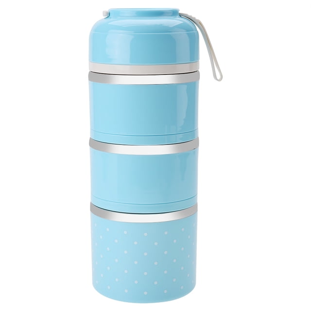 Thermal Lunch Box - VIFER 3 Layers Stainless Steel Thermal Lunch Box Food Storage Container Bento Box Blue/Green/Pink 1PC(Blue)