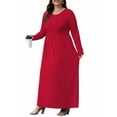 thumbnail image 3 of Cueply Women's Plus Size Maxi Dress Long Sleeve Crew Neck Empire Waist Casual Flowy Long Dresses for Women, 3 of 7