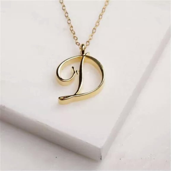 QQTDFG Chain Gold Plated Alphabet Pendant 26 Letters A To Z Alphabet Initial Necklace-D