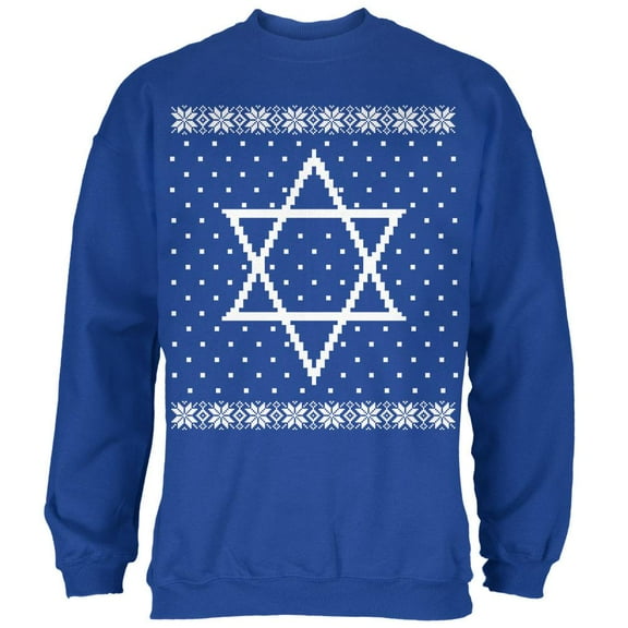 Big Star of David Ugly Hanukkah Sweater Mens Sweatshirt Royal LG