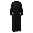 thumbnail image 5 of asddcavvf Robes pour Femmes Robe Musulmane Moyenne Couleur Unie Manches Bouffantes Fermeture Éclair devant Ronde Nec, 5 of 5