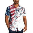 thumbnail image 2 of Jinhomg Mens Stars And Stripes Shirt Big And Tall Short Sleeve Button Down Shirts Casual Comfy American Flag Print Beach Tops Summer Vacation Outfit White M, 2 of 7