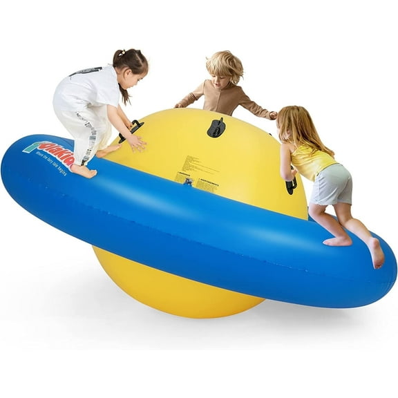 OLAKIDS 8FT Inflatable Dome Rocker Bouncer, Outdoor Kids Giant Roll and Play Seesaw Rocker with 6 Secure Handles, Max Weight 250 LBS, Toddlers Climbing Game Toy Backyard Play Center Equipment