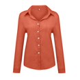 thumbnail image 6 of Button Down Shirt for Women Long Sleeve Blouses Tops Business Loose Fit Casual Work Outfits Saffron M, 6 of 6