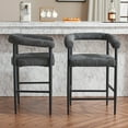 thumbnail image 4 of Xukmct 2 Pack Upholstered Boucle Bar Chair with Metal Frame & Armrests, Modern Counter Height Bar Stools for Kitchen Island, Dining Room, Home Bar, Dark Gray, 4 of 11