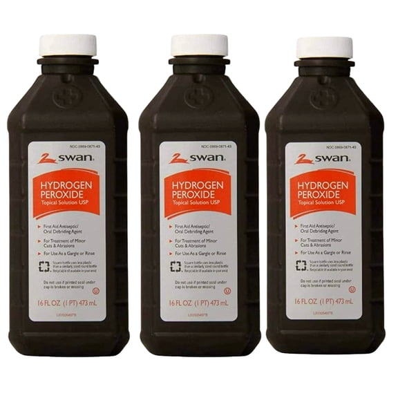 Hydrogen Peroxide Antiseptic Solution, 16 Fl Oz (Pack of 3)