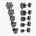 thumbnail image 2 of 5 Pairs 316L Surgical Steel Black CZ 4/5/6/7/8mm Solitaire Men Women Stud Earring, 2 of 8