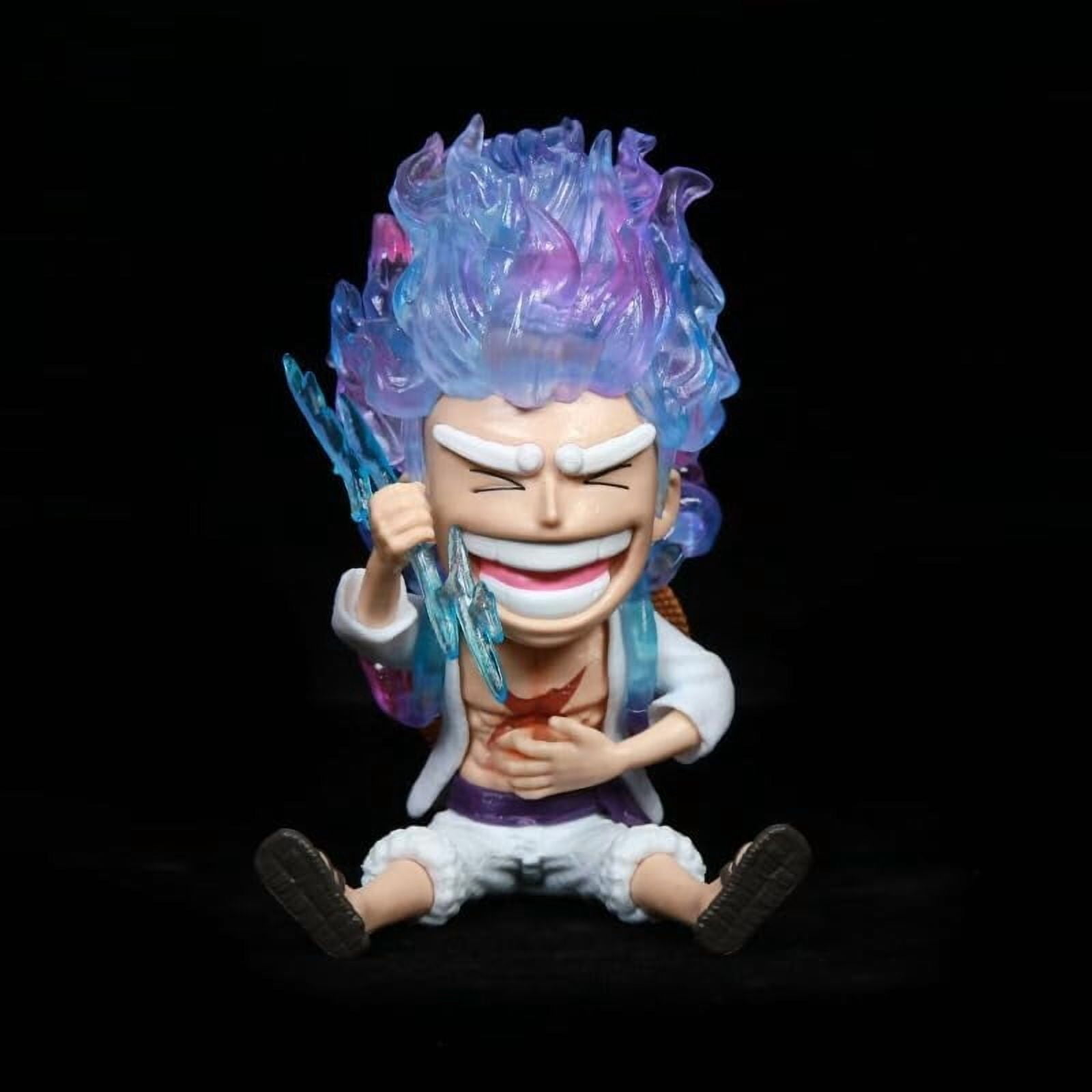 Newly Luffy Figure Q Version Sitting Nika Fifth Gear Luffy Action Figures 13cm/5.1inch PVC Character Figurine Cosplay Model Decoration Anime Gift (B)