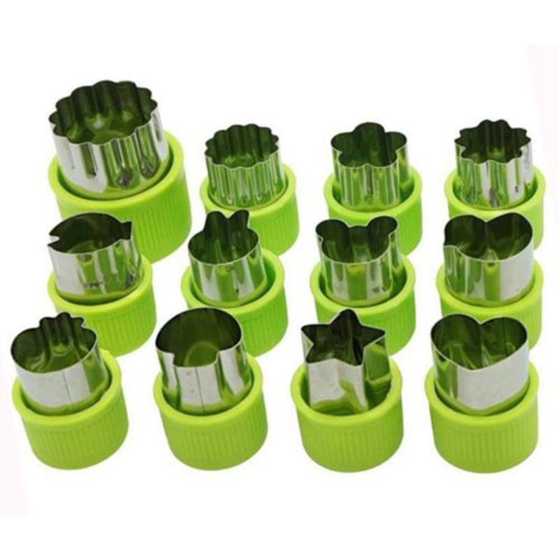 12pcs Mini Cookie Cutters Pie Crust Vegetable Fruit Cutter Baking Set