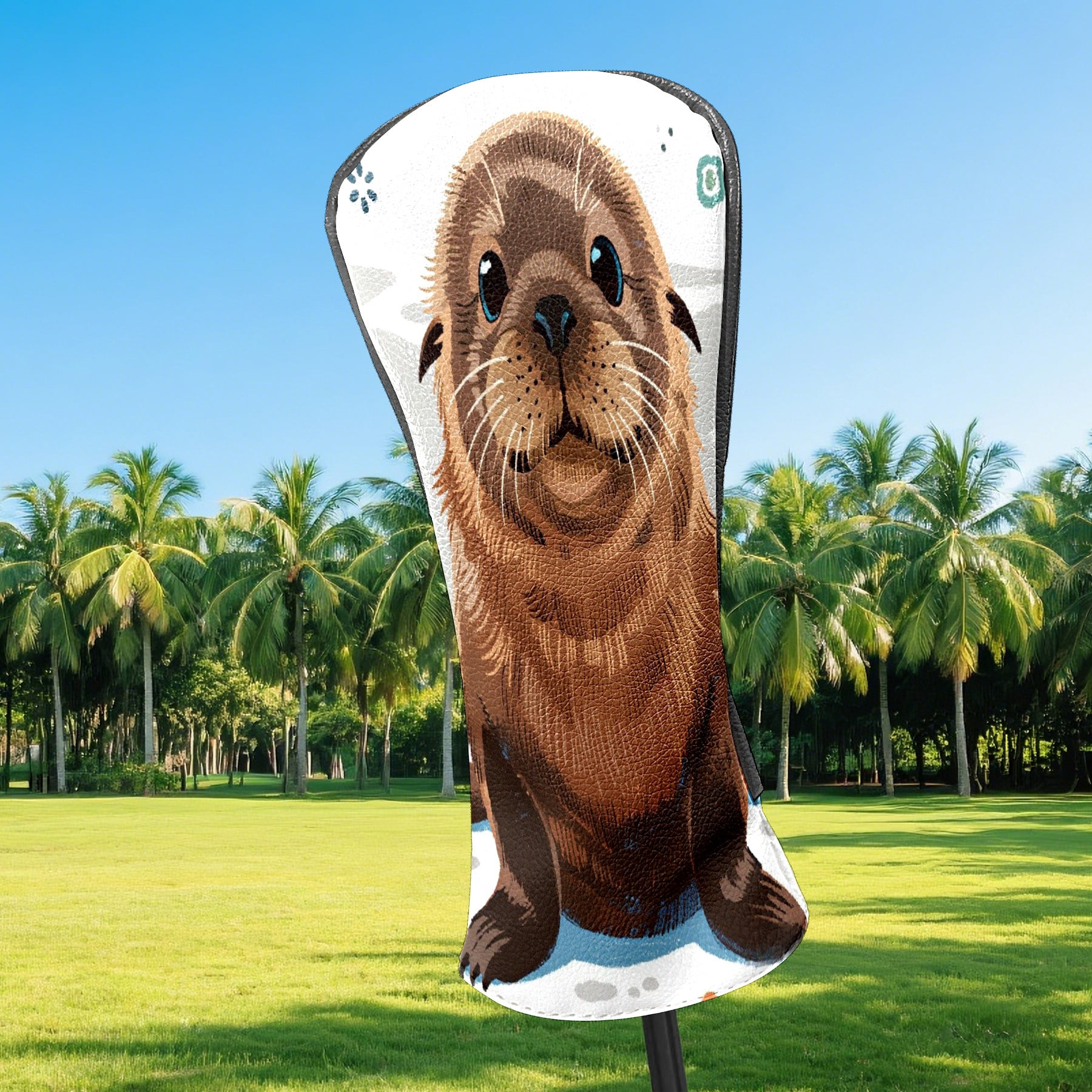 Golf Club Head Cover Waterproof Leather Golf Accessories HeadCovers Set Driver Headcover for Women Men Sea Lion