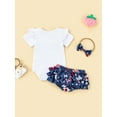 thumbnail image 4 of Sedceaty 3pcs Infant Baby Girls My 1st 4th of July Outfits Short Sleeve Romper Tops USA Flag Shorts Outfit, 4 of 9
