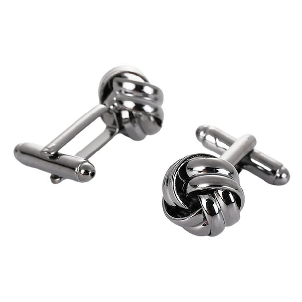 Gemelos de nudo de moda de 2 piezas y Diseño de nudo clásico Brazalete de joyería de aleación Negro Hugo Gemelos Nudo