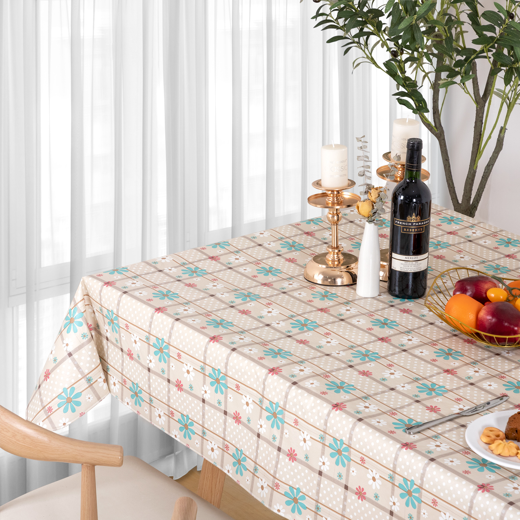 RAY STAR Christmas Tablecloth 60x84 inch Rectangle Waterproof Holiday Decoration Tablecloth Xmas Plastic SpillProof Table Cover