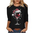 thumbnail image 4 of Camisetas de Manga Larga de las Mujeres Impresión de Navidad Cuello Redondo 3/4 Manga Suéter Superior, Moda Informal para Fiesta de Vacaciones Y Uso Diario, 4 of 7