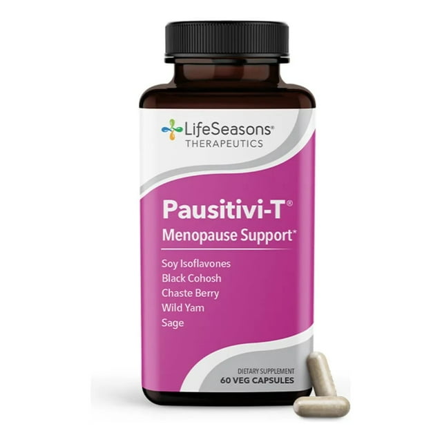 LifeSeasons Pausitivi-T - apoyo para menopausia - Salvia, sauzgatillo, isoflavonas de soja y cohosh negro - 60 cápsulas