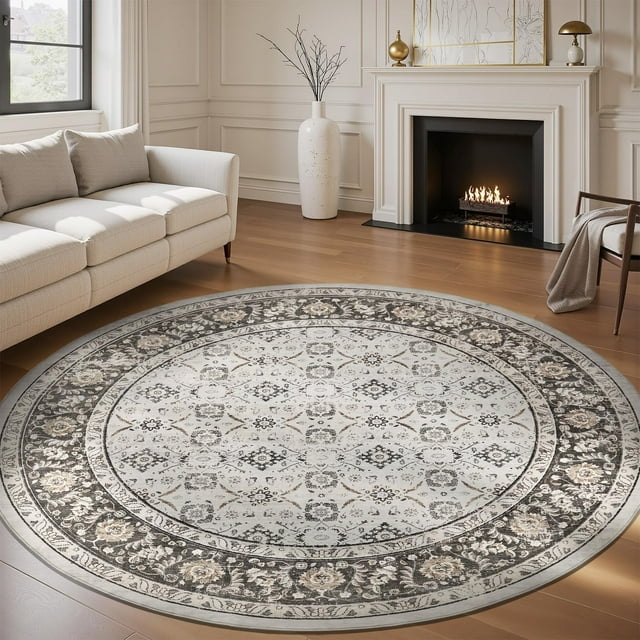 Rugs for Living Room Area Rug Carpet x Vintage Living Room Rugs for Bedrooms Machine Washable Rug for Dining Room Nusery Floral Distressed Grey Rug
