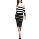thumbnail image 1 of Vestido de suéter de rayas para mujer INSPIRE CHIC, de manga larga, elástico, cuello redondo, ajustado, de punto acanalado, casual, largo, color blanco, 1 of 6