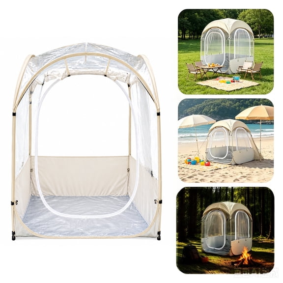 SH-RuiDu Pop Up Sports Tent for 1-2 Person, Clear Weather Pod Bubble Tent with 360° View, Instant Setup Rain Shelter for Outdoor Events, Beach, Fishing & Camping