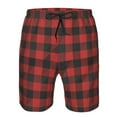 thumbnail image 3 of Goofa Red Black Plaid Printed Mens Swim Trunks Summer Quick Dry Short Beach Swimwear Bathing Suits-Medium, 3 of 9