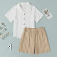 thumbnail image 3 of Arshiner Toddler Baby Boy 2 Pieces Summer Beach Outfits Short Sleeve Button Down Shirts and Shorts Vacation Texture Set, 3 of 8
