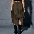 thumbnail image 4 of LWavelet Asymmetrical Lace Trim Midi Skirt Women Casual Trendy Edgy Versatile Bottoms Brown XL, 4 of 5