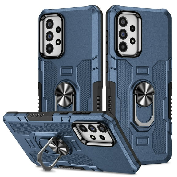 Compatible for Samsung Galaxy A53 5G Case with Kickstand & Slide Camera Cover, Built-in 360° Rotate Ring Stand Magnetic Car Military Grade Shockproof Phone Cover Case for Samsung Galaxy A53 5G,Blue