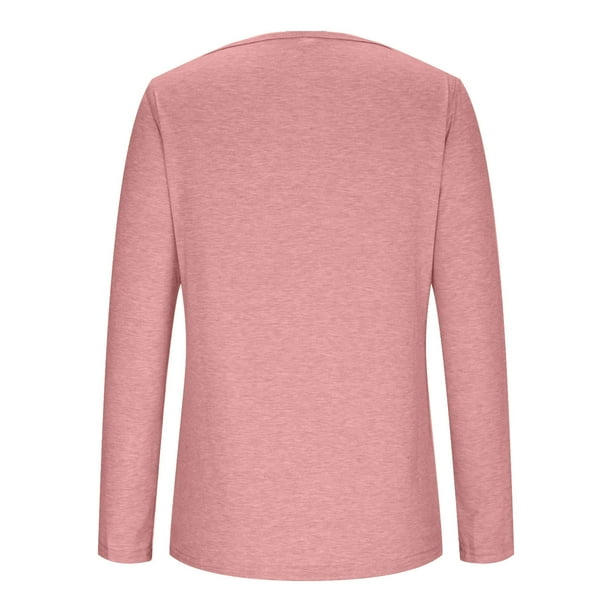 Women'S Long-Sleeved Pullover Round Neck Solid Color Loose T