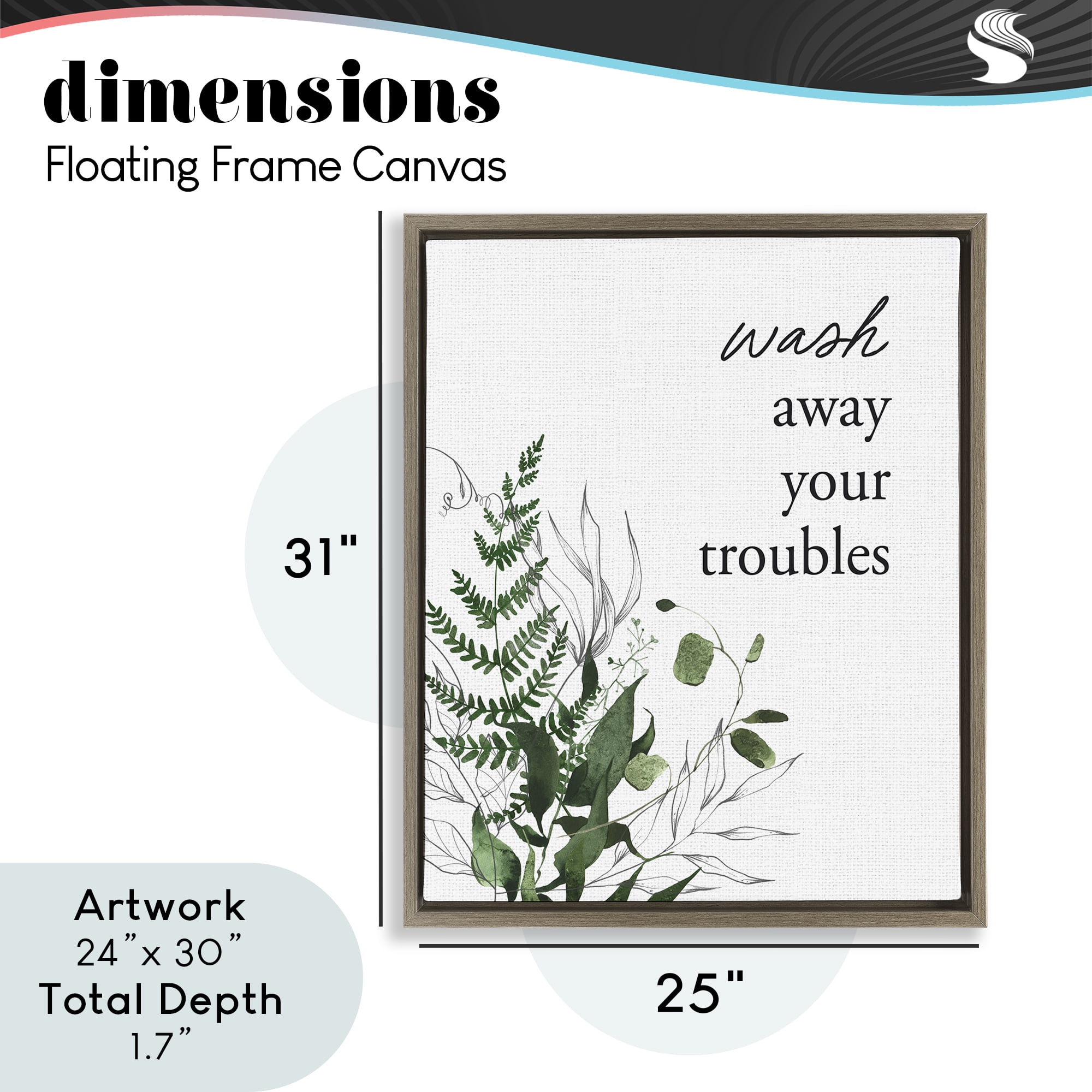 Forest Foliage Wash Away Brown Framed Floater Canvas Wall Art, design by Lettered and Lined
