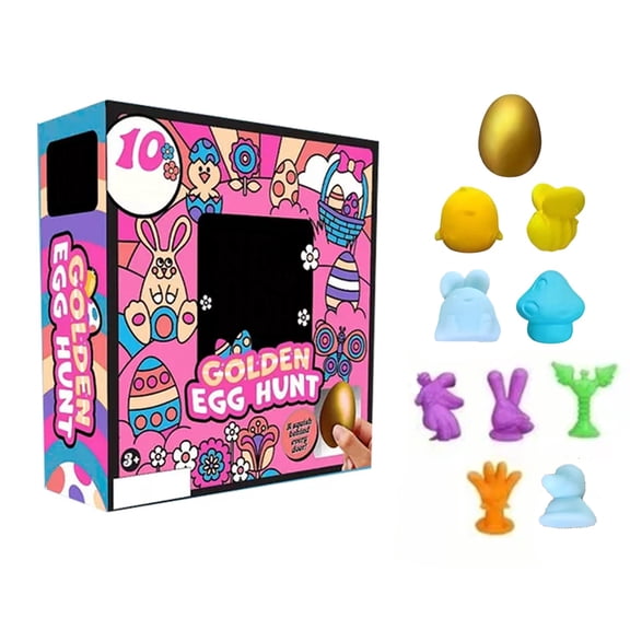 2026 Easter Golden Egg Hunt Mystery 10-Pack (10 Squishies Surprises!) Easter Pinching Toys Stress Relief Fidget Balls, Squishies Egg Fillers Easter Basket Stuffer, Ideas Easter Hoilday Gifts