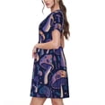 thumbnail image 2 of Hirioo Floral Hippie Mushrooms for Short Sleeve Dress Women's Short Sleeve Dress with Pockets, 2 of 6