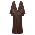 thumbnail image 6 of EliteGoogv Womens Shirt Dresses Short Sleeve Striped Patchwork Midi Dresses For Women Relaxed Loose Fit Summer Dresses Vacation Wedding Guest Dresses Coffee, 6 of 6