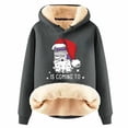 thumbnail image 1 of Haut à Capuche Chaud Imprimé de Noël pour Femmes Automne/hiver avec Fermeture Éclair Quart, T-Shirts Légers pour Femmes, Hauts Junior Mignons, Haut Rond, Mode Grande Taille pour Femmes, Gris TG, 1 of 4