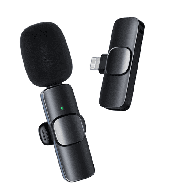 Micrófono Lavalier inalámbrico, Micrófono Lavalier inalámbrico de 2,4 GHz (Lightning) para teléfono Android iPhone PC Ipad Vlog Youtube TIK Tok Vlog, Micrófono Lavalier inalámbrico-Smartphone