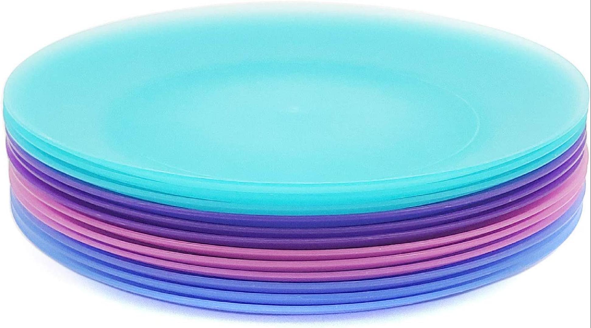 10inch Plastic Dinner Plates Reusable Plates Picnic Plates Set of 12