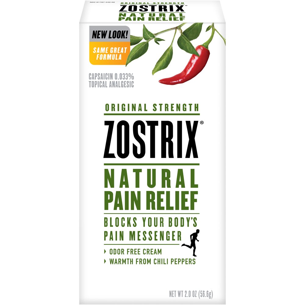 Zostrix Original Strength Natural Odor Free Pain Relief Cream, 2 Oz