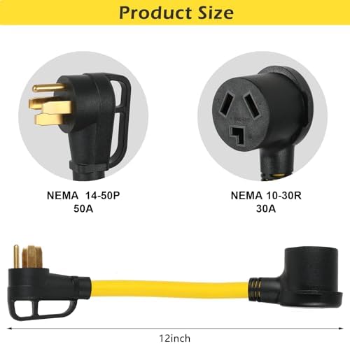 NEMA 14-50P to 10-30R Dryer Adapter, 50 Amp 4 Prong 14-50 Male Generator Plug to 3 Prong 10-30 Female Dryer Receptacle Dryer Power Cord, for RV EV Generator Welder Dryer$$Tools & Hardware Other
