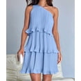 thumbnail image 6 of Women'S Summer Sleeveless Mini Dress Boho One Shoulder Ruffle Tiered Layered Flowy A Line Dresses XL, 6 of 9