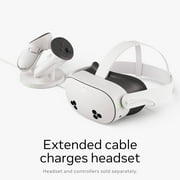 Meta Quest Compact Charging Dock — Works with Meta Quest 3/3S — Extended Headset Charging Cable — Wireless Charging for Touch Plus Controllers