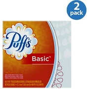 Puffs Basic Non-Lotion Facial Tissue White, 64 sheets (Pack of 2)