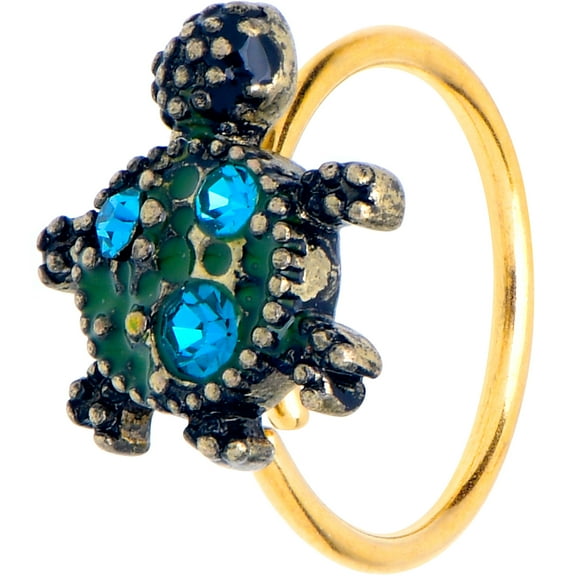 Body Candy Womens 20G Bright Steel Nose Ring Sweet Sea Turtle Mens Nose Hoop Ring Circular Nose Ring 5/16”