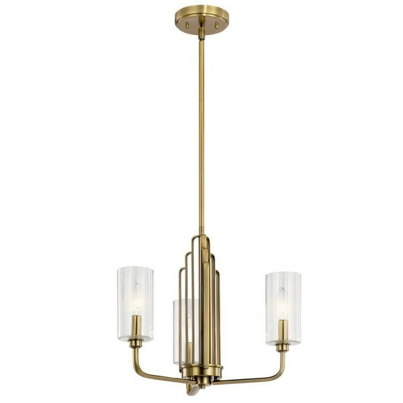 52410BNB Kichler Lighting Kimrose - 3 Light Small Chandelier In Art Deco Style-14.75 Inches Tall and 18 Inches Wide-Brushed Natural Brass Finish