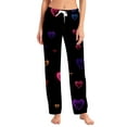 thumbnail image 2 of Hearthz Womens Valentine Pajama Pants Love Heart Graphic Soft Pajama Pants for Women Drawstring Wide Leg Holidays Women's Sleep Pants, 2 of 7