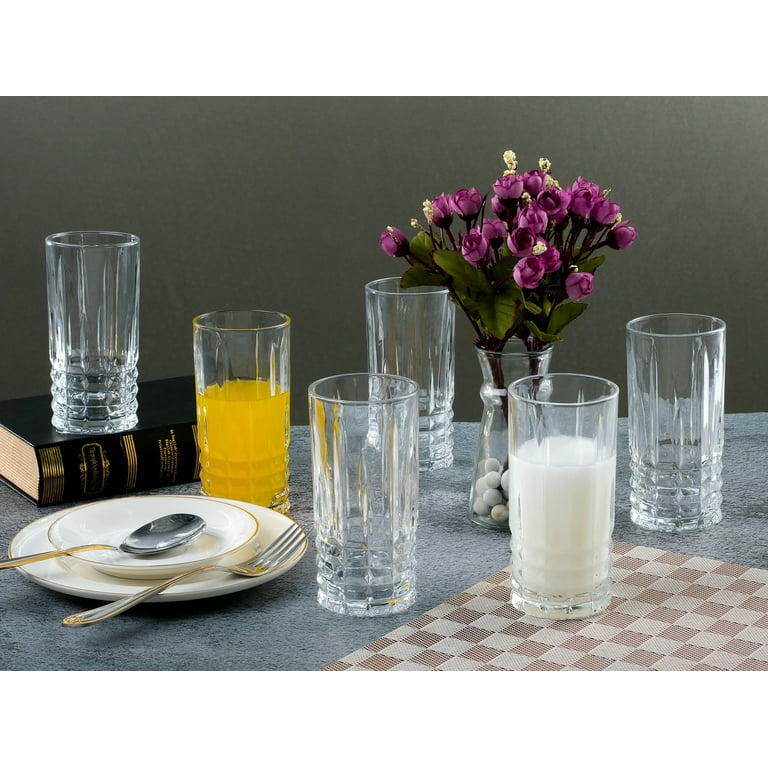 Lorren Home Trends 12 oz Drinking Glass-Textured Cut Glass, Set of 6