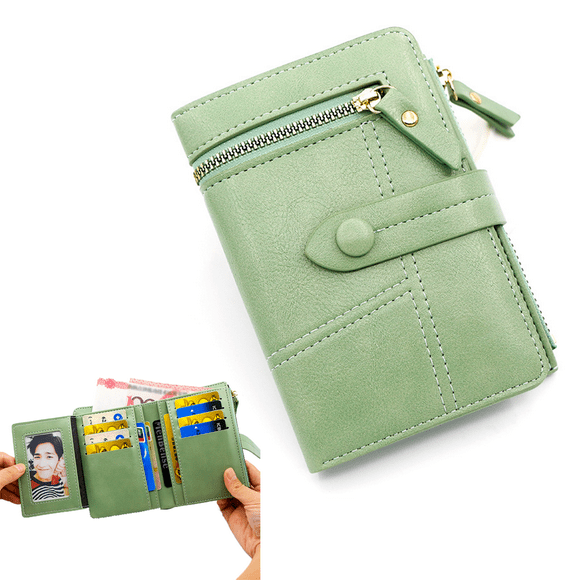 SINMI Portefeuille de mode pour Femme Vert, Petit Porte Monnaie Femme Cuir Pliable avec Titulaire de la Carte de crédit Cash ID, Porte-Monnaie zippé Sacs d'argent Comme cadeau pour une dame