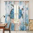 thumbnail image 4 of Turtle Kitchen Curtains 84 Inch Length, Blue Coastal Starfish Ocean Coral Nautical Grommet Top Bedroom Living Room Curtains, Light Filtering Cafe Curtain Drapes 2 Panels Set 84''x84'', 4 of 9